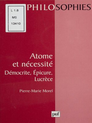 cover image of Atome et nécessité